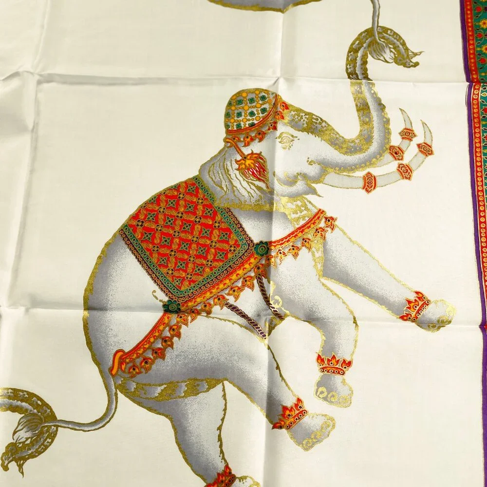 Jim Thompson Thai Silk Elephant Scarf NWT Thailand Heritage Print